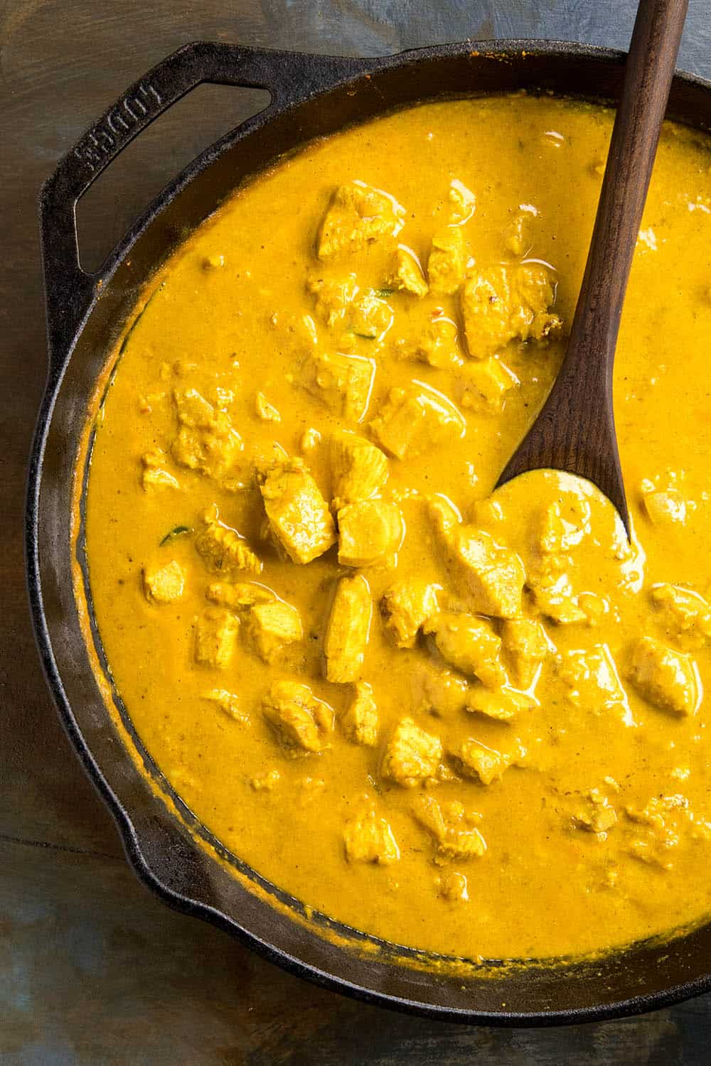 Simmering the chicken in our Korma sauce