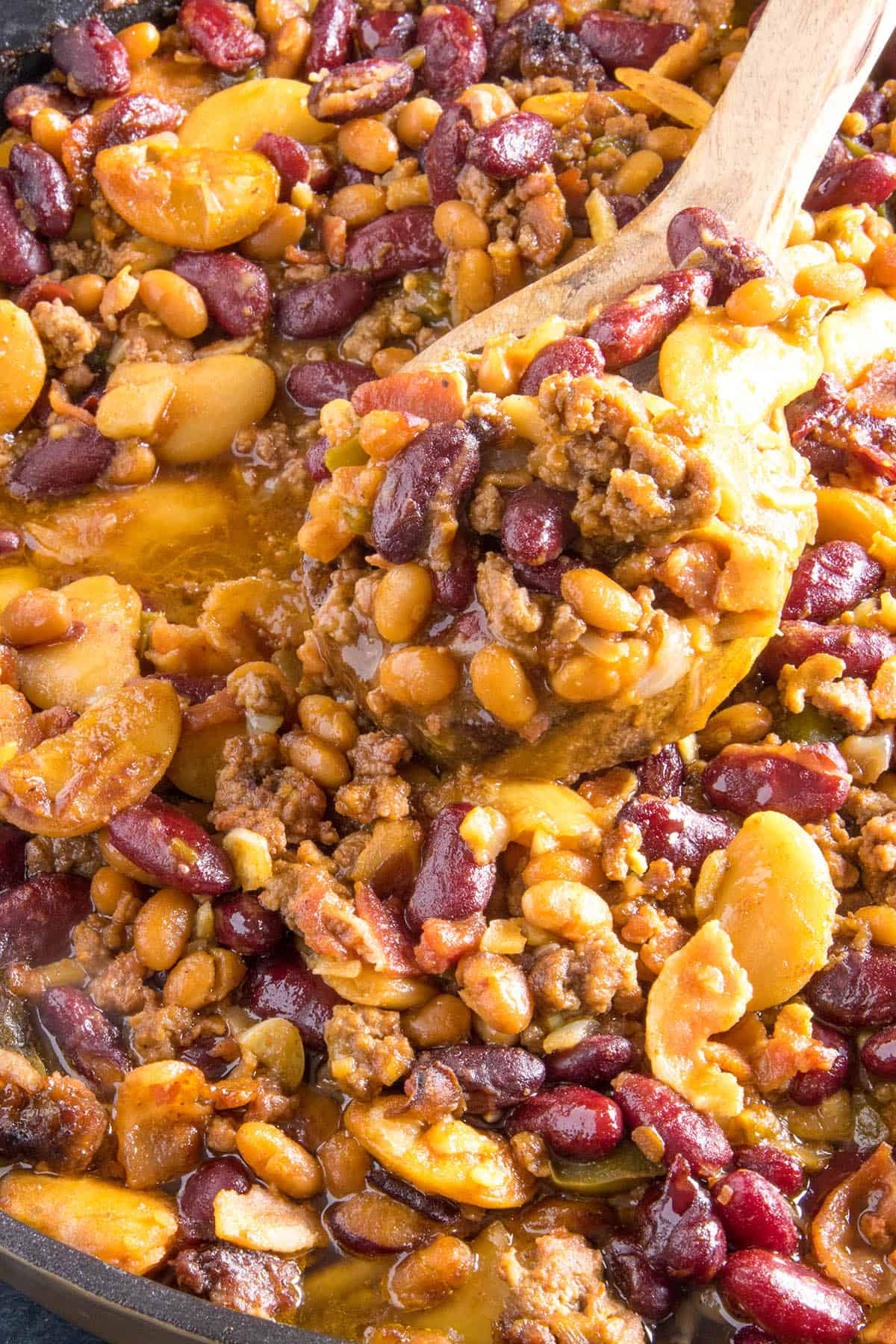 Cowboy Beans on a spoon.