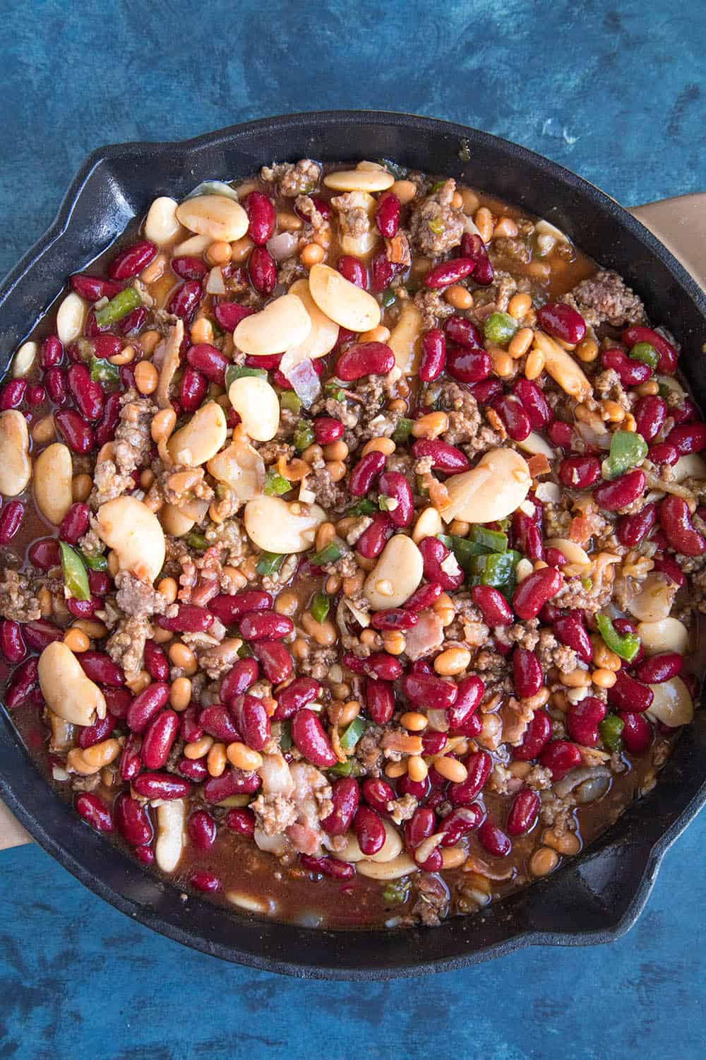 Stirring up the variety of beans.