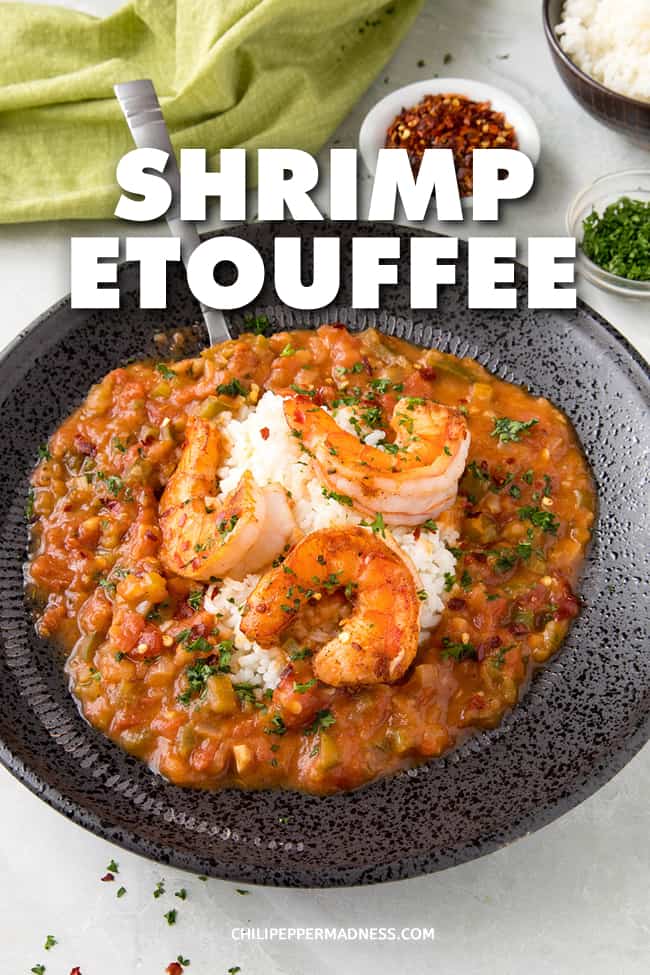 Shrimp Etouffee - This shrimp etouffee recipe is pure Creole heaven with succulent shrimp smothered in a rich and flavorful tomato sauce with lots of seasonings, served over rice. #Cajun #ShrimpDinner