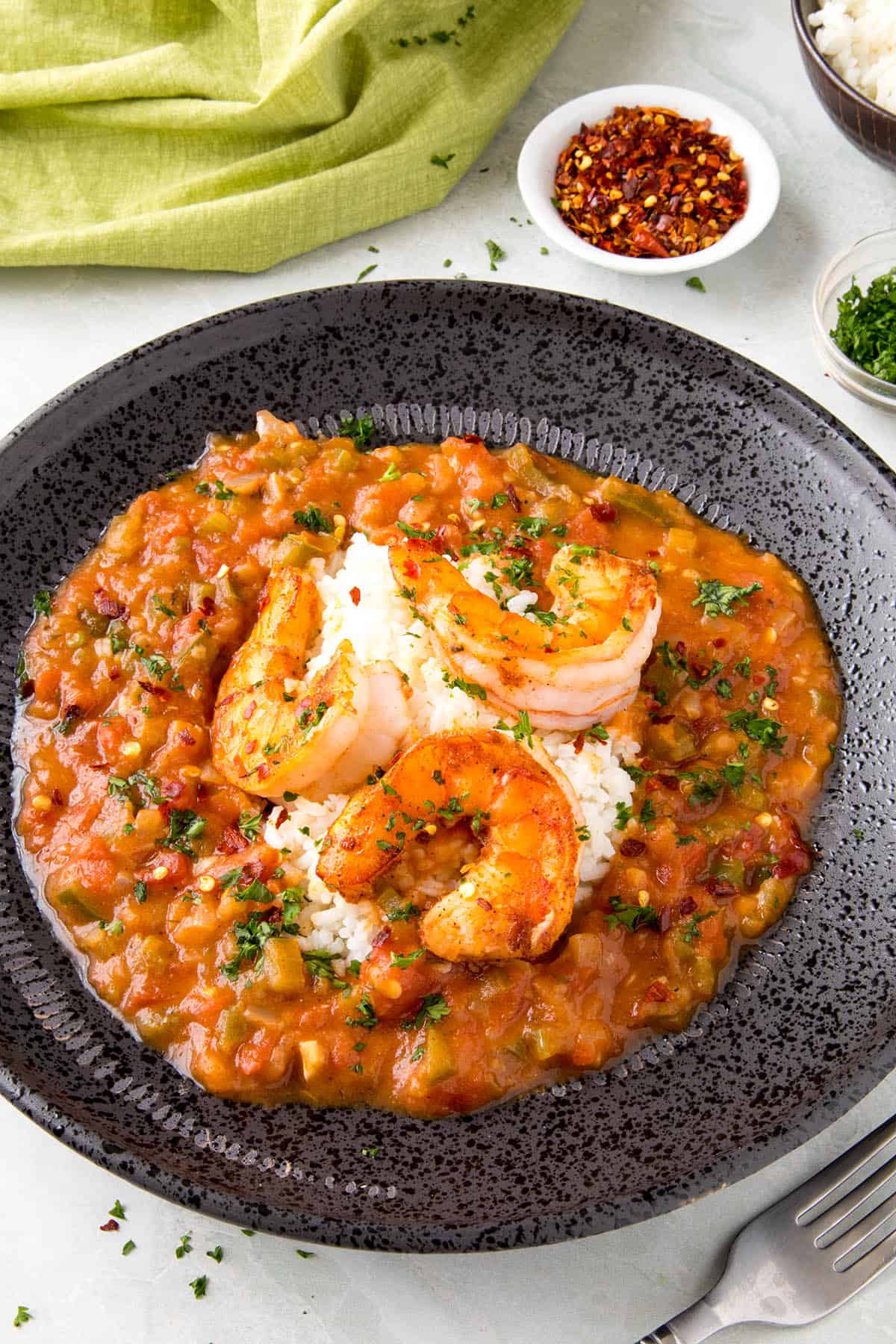 Shrimp Etouffee, plated and ready to eat