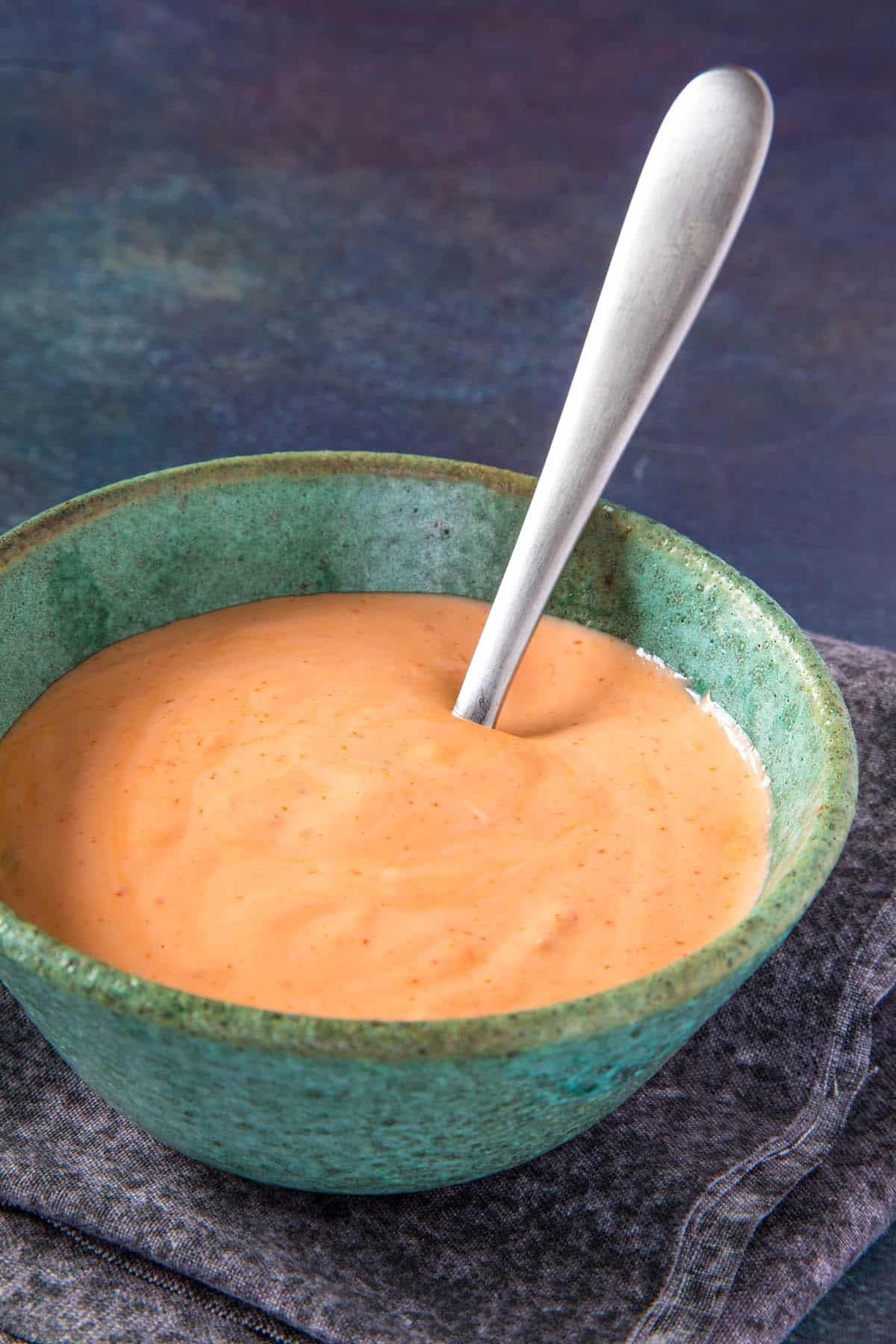 Sriracha Mayo in a bowl with a spoon