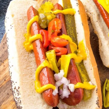 Chicago Style Hot Dog looking absolutely delicious.