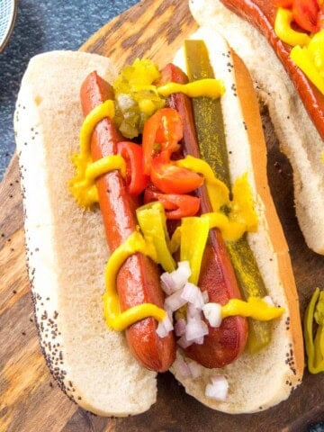 Chicago Style Hot Dog looking absolutely delicious.