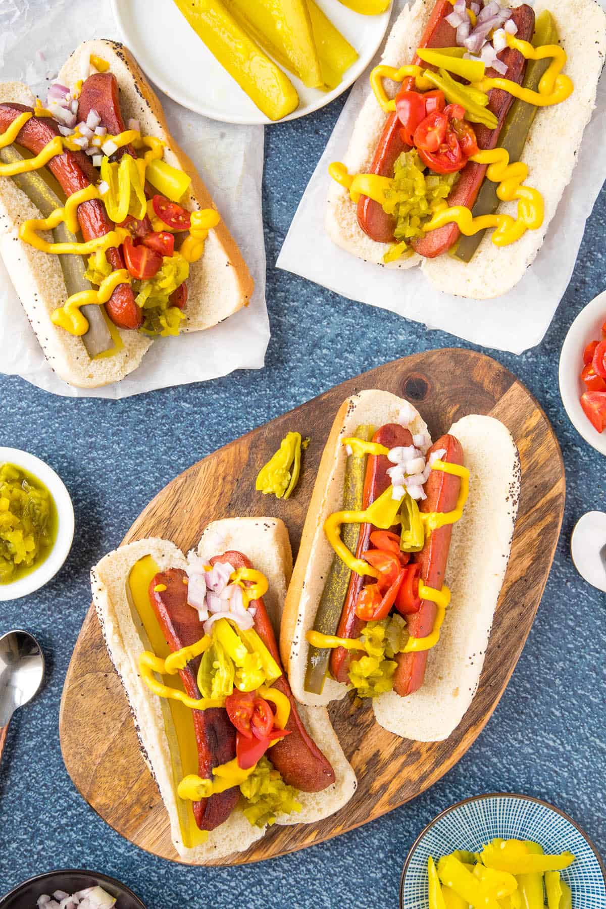 Chicago Style Hot Dogs, ready to eat