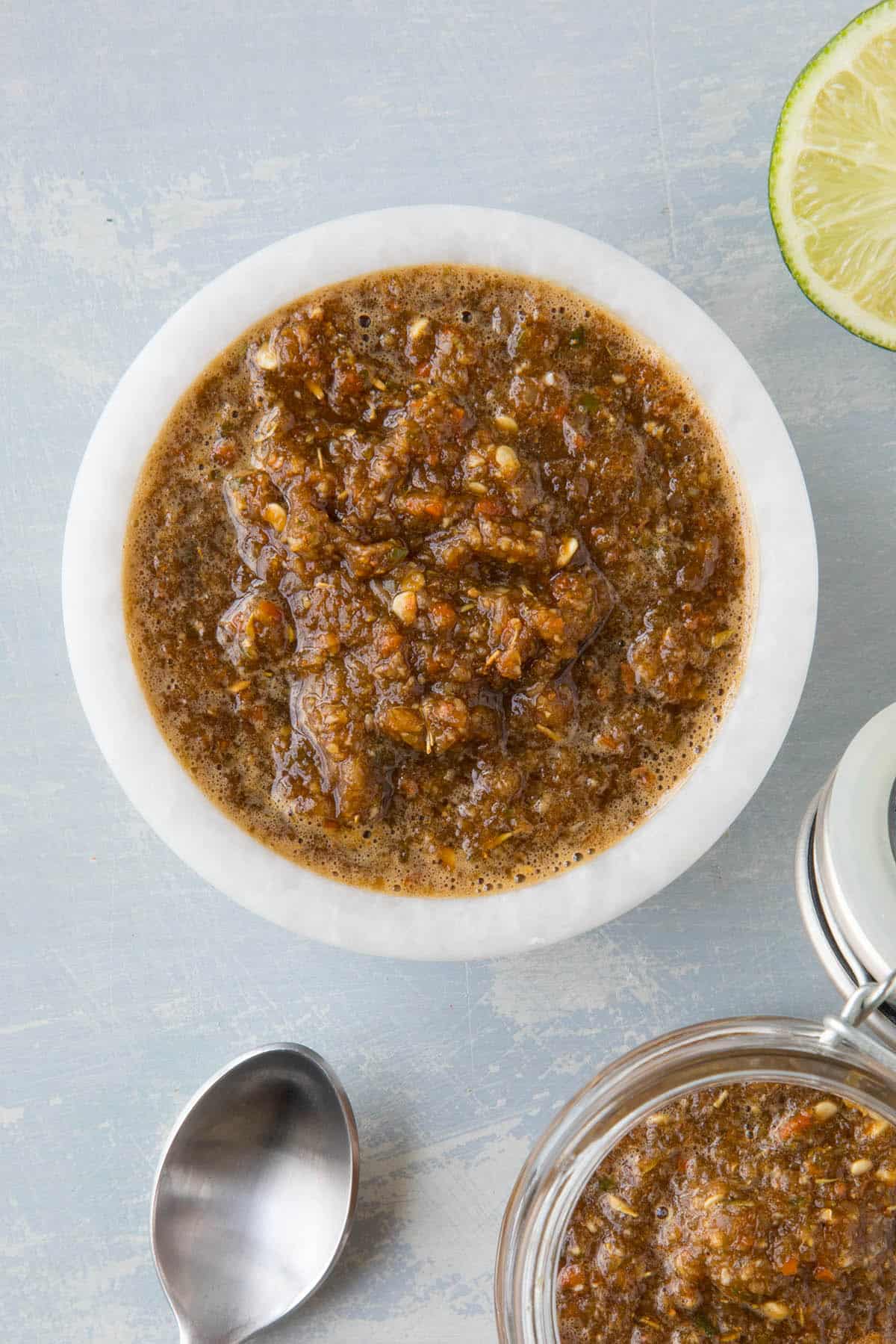 Jamaican Jerk Sauce in a bowl, ready to serve