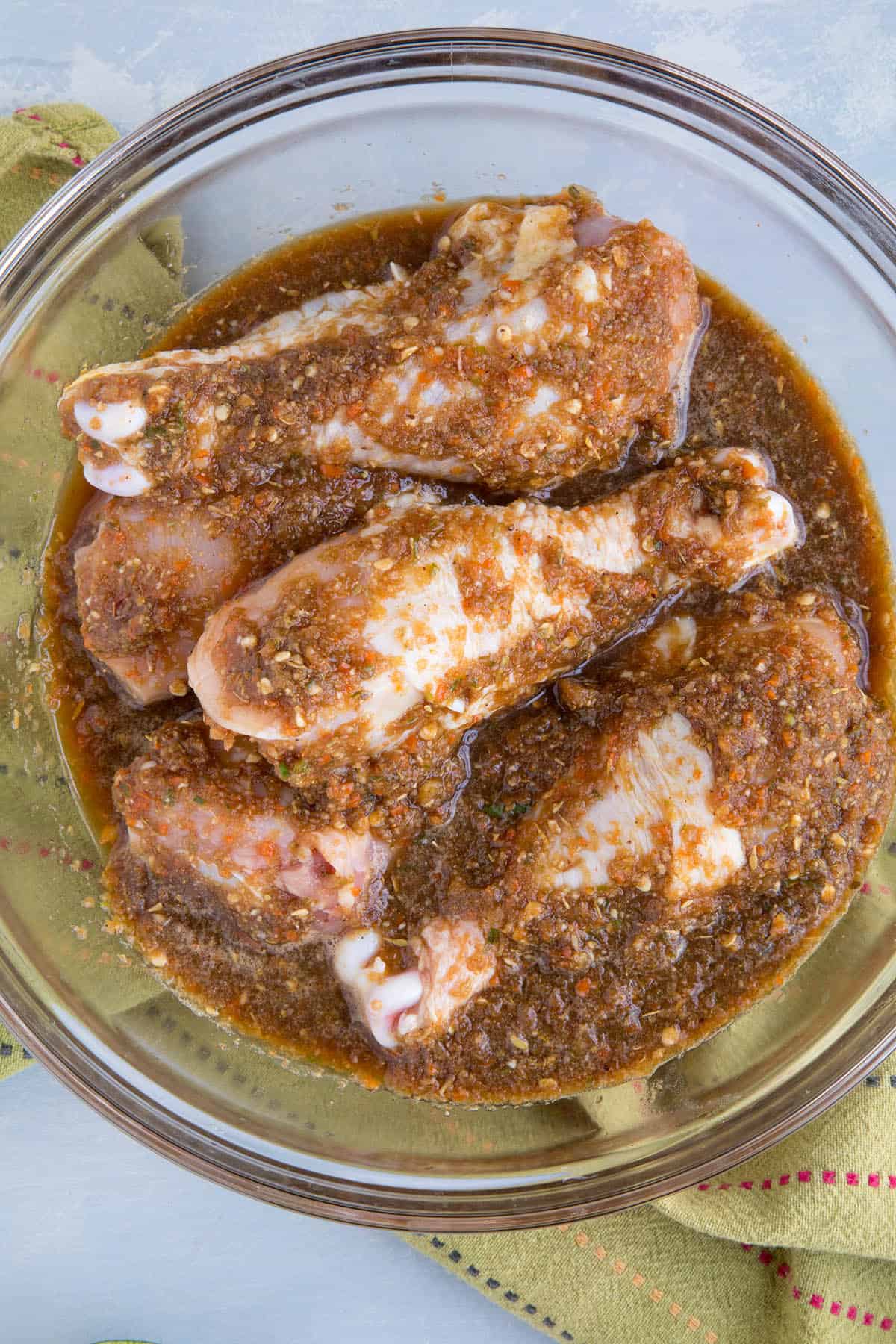 Jerk Chicken marinating in a bowl