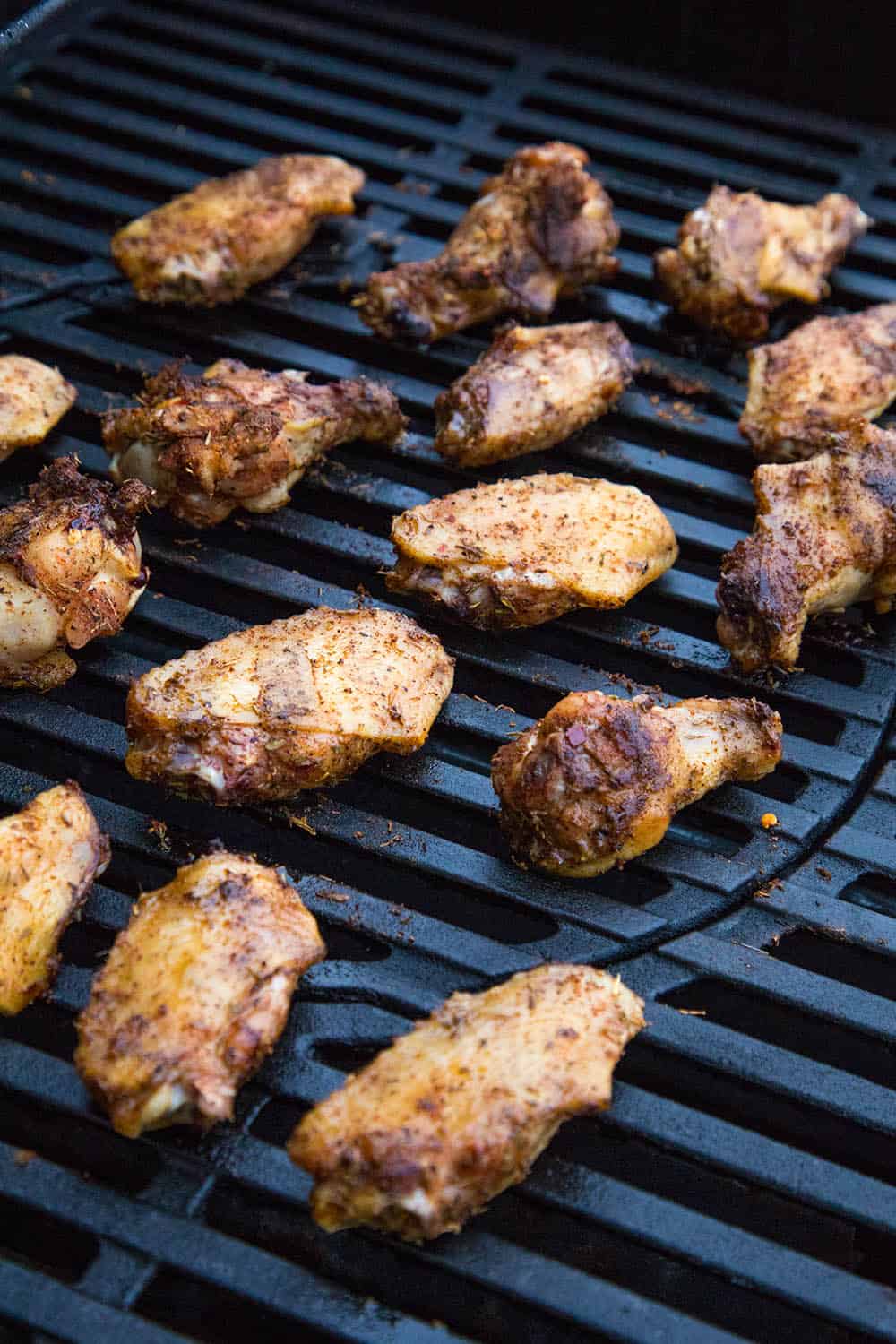 Grilled Jerk Chicken Wings on the grill