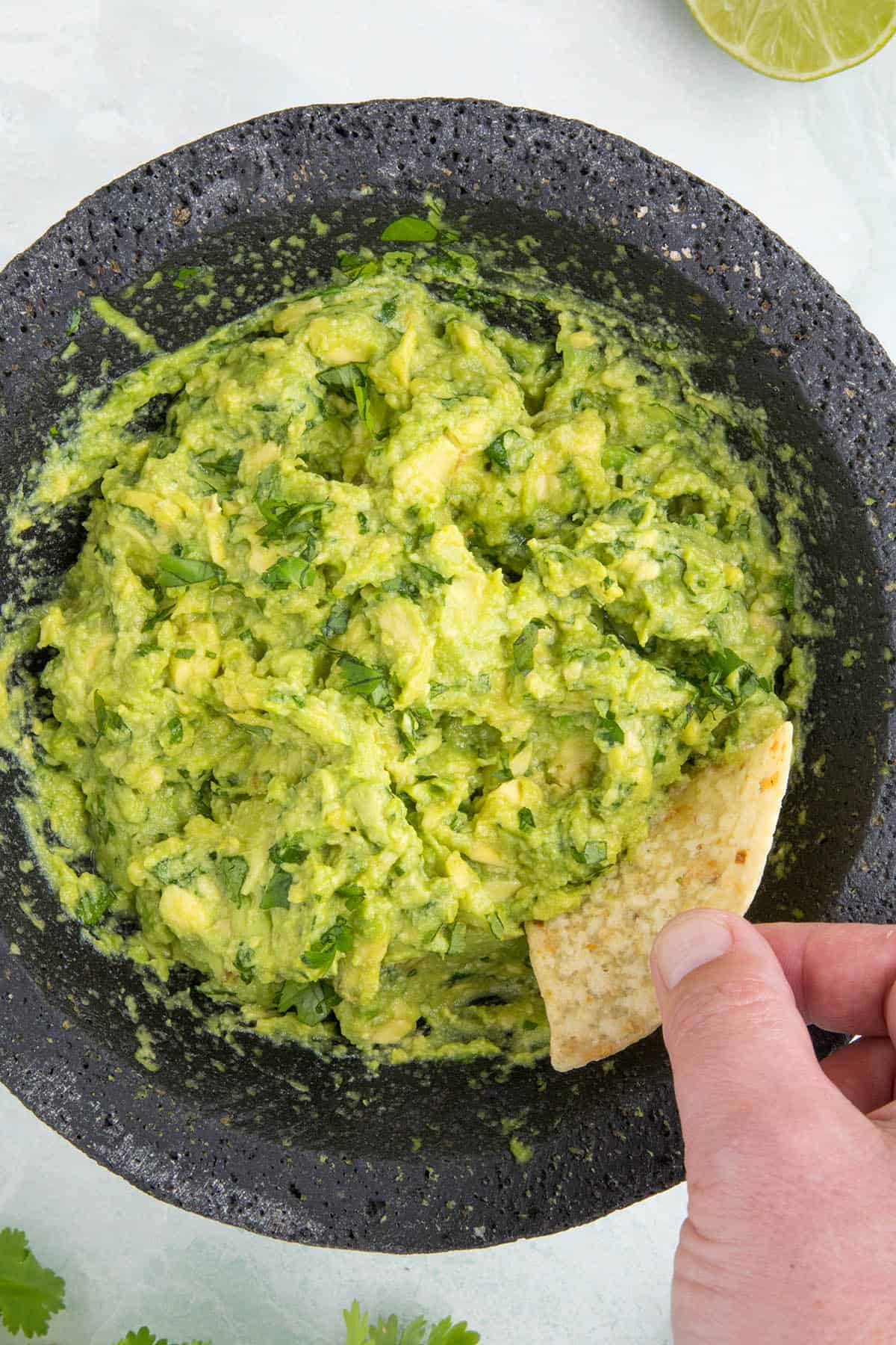 Fresh guacamole in a bowl, ready to serve