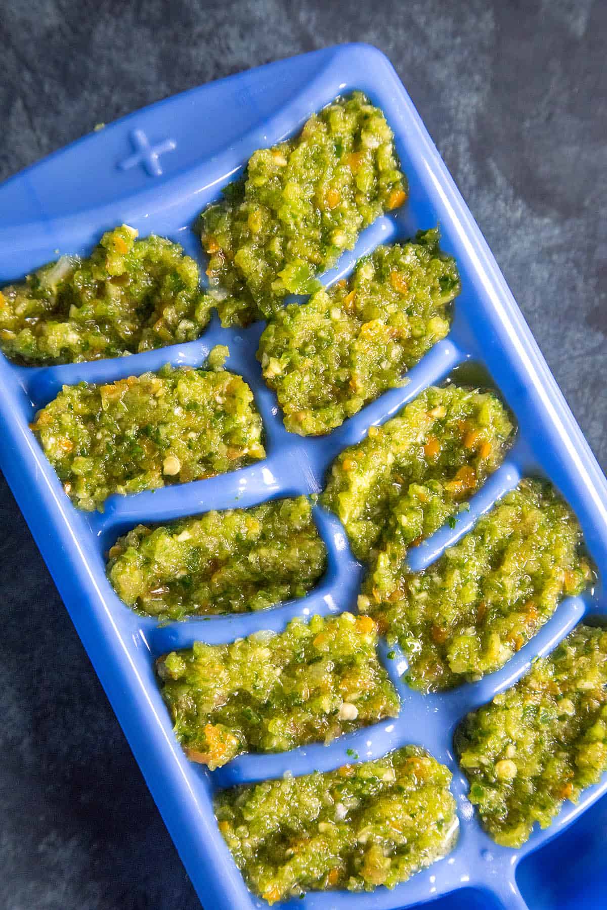 Freezing sofrito in ice cube trays for later use