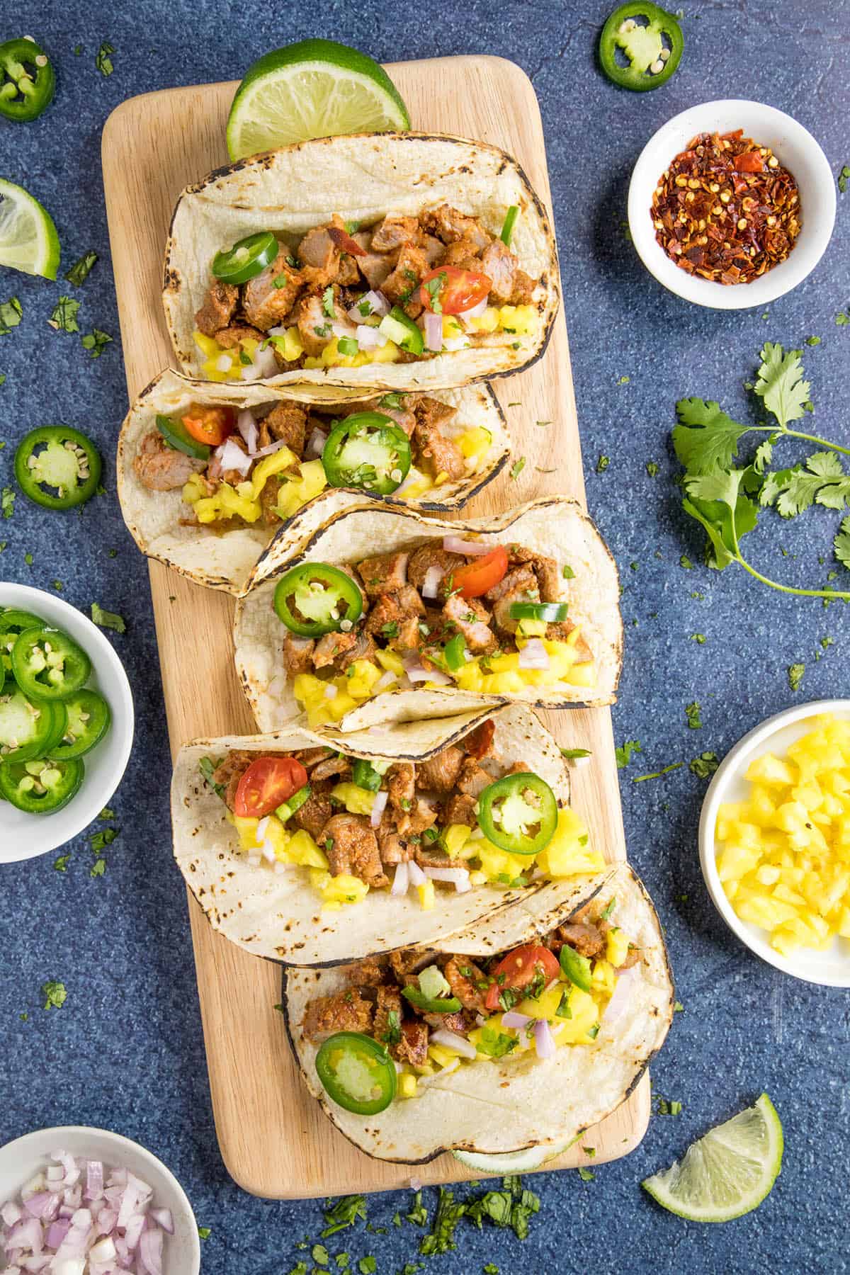 Tacos al Pastor on a plate, ready to serve