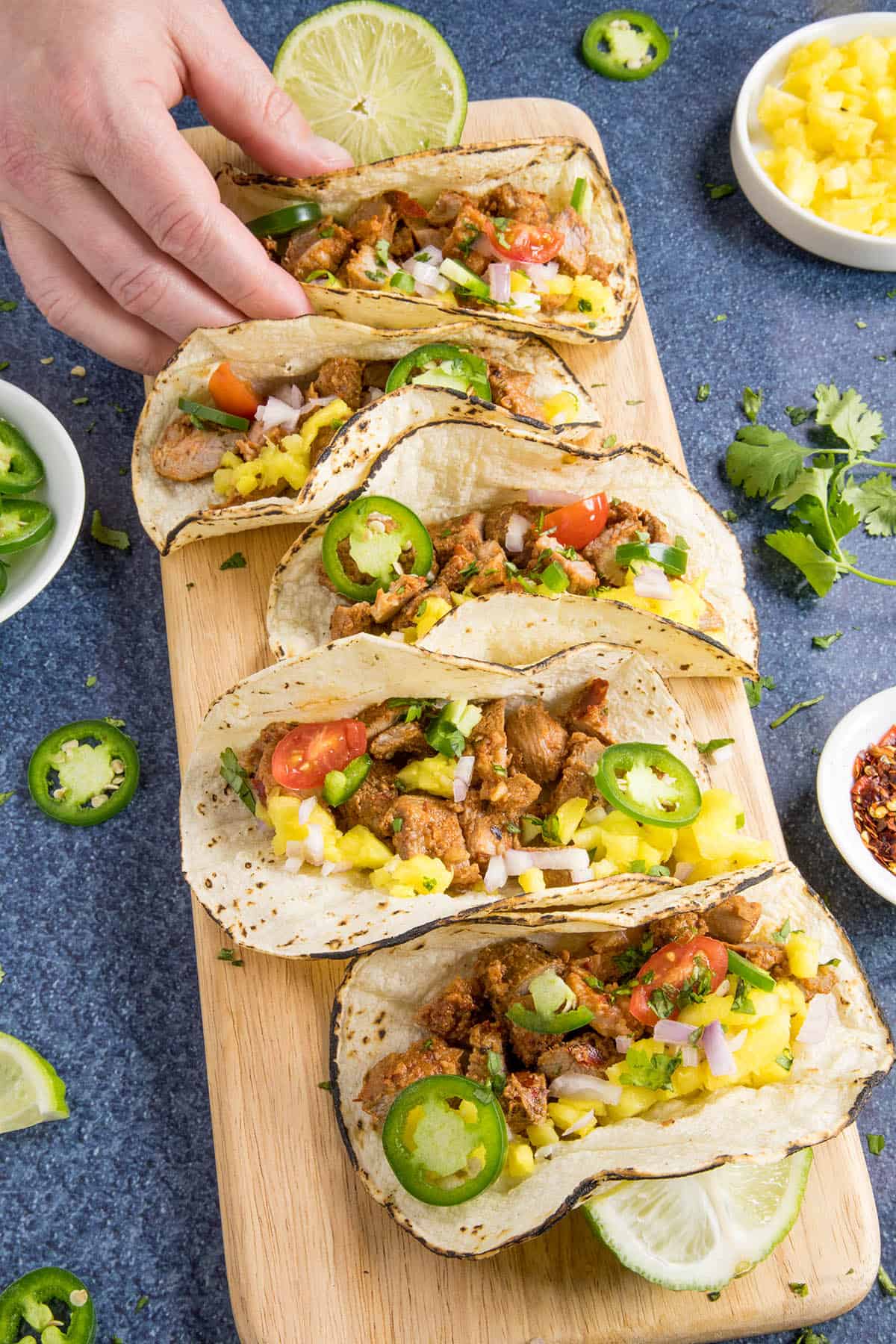Mike stealing a taco off the plate - bad Mike!