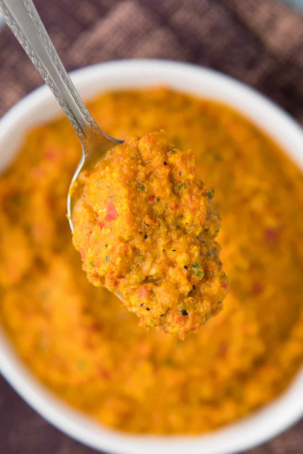 Yellow Curry Paste on a spoon