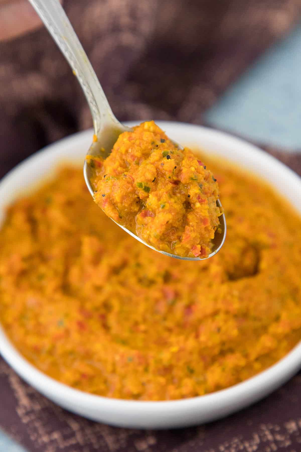 Yellow Curry Paste on a spoon