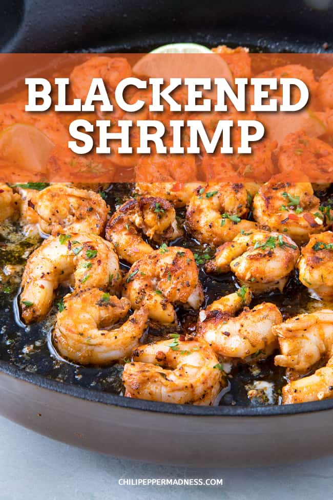 Blackened Shrimp - This blackened shrimp recipe is a spicy food lover's dream made with succulent shrimp seasoned with piquant blackening seasoning, then seared in butter. Cooks in only 5 minutes! #Shrimp #Dinner #Cajun