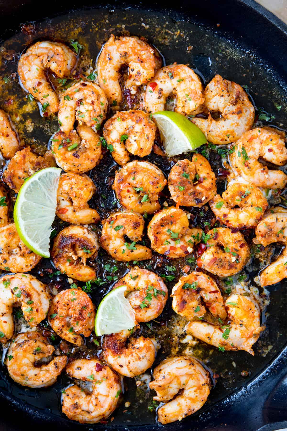 Blackened Shrimp in a pan