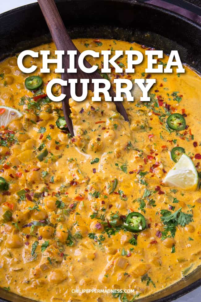 Easy Chickpea Curry Recipe - This quick and easy chickpea curry recipe is a staple for an easy weeknight dinner, made with spices and coconut milk. On the table in about 20 minutes. #Curry #SpicyFood