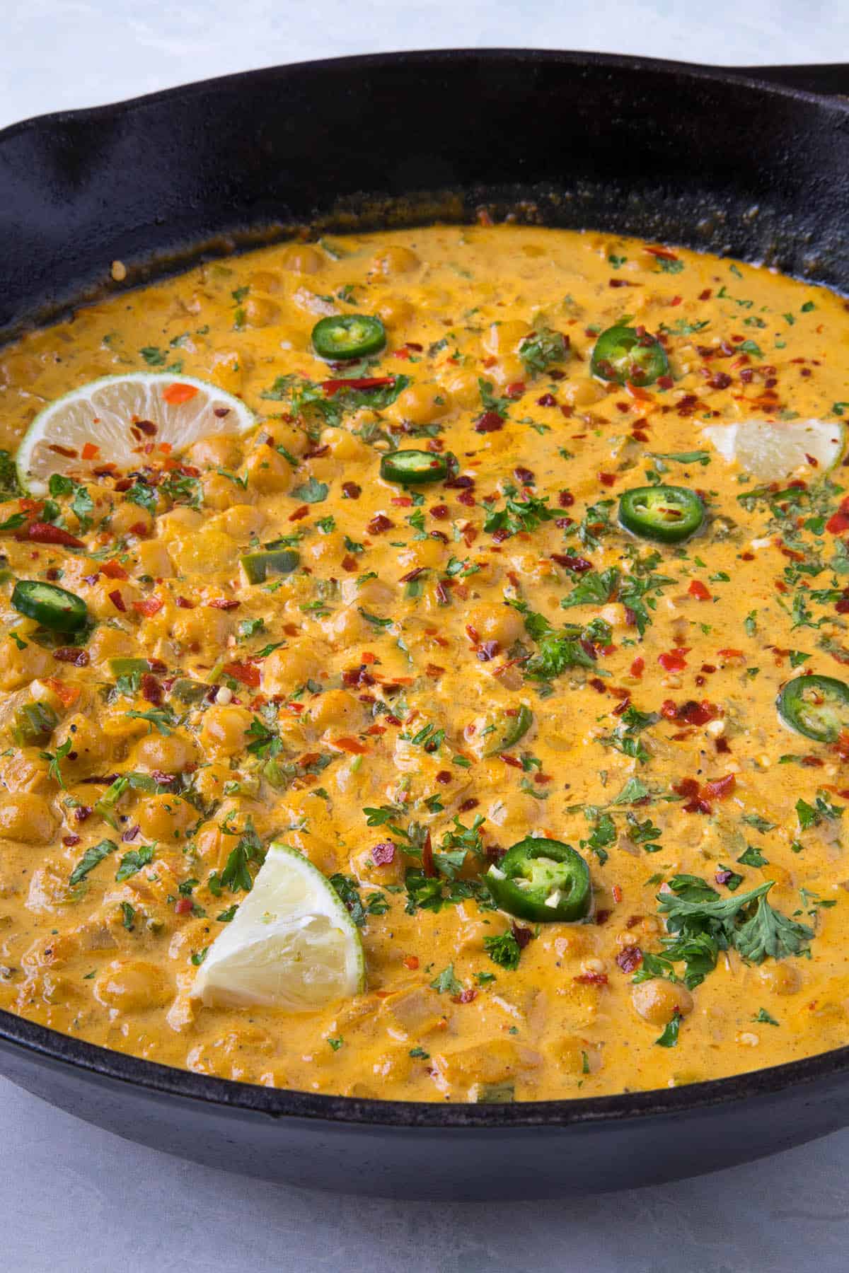 Chickpea Curry in a pan