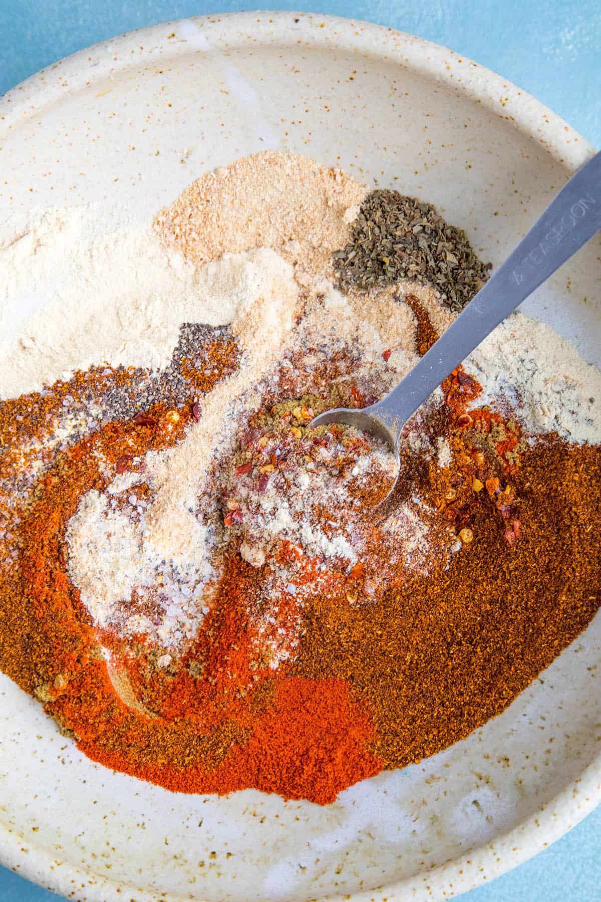 Starting to Mix my Homemade Taco Seasoning Ingredients Together