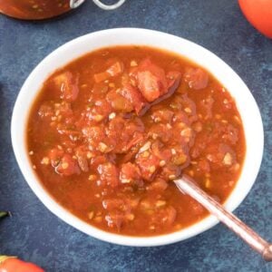 Homemade Tomato Chutney served in a big bowl
