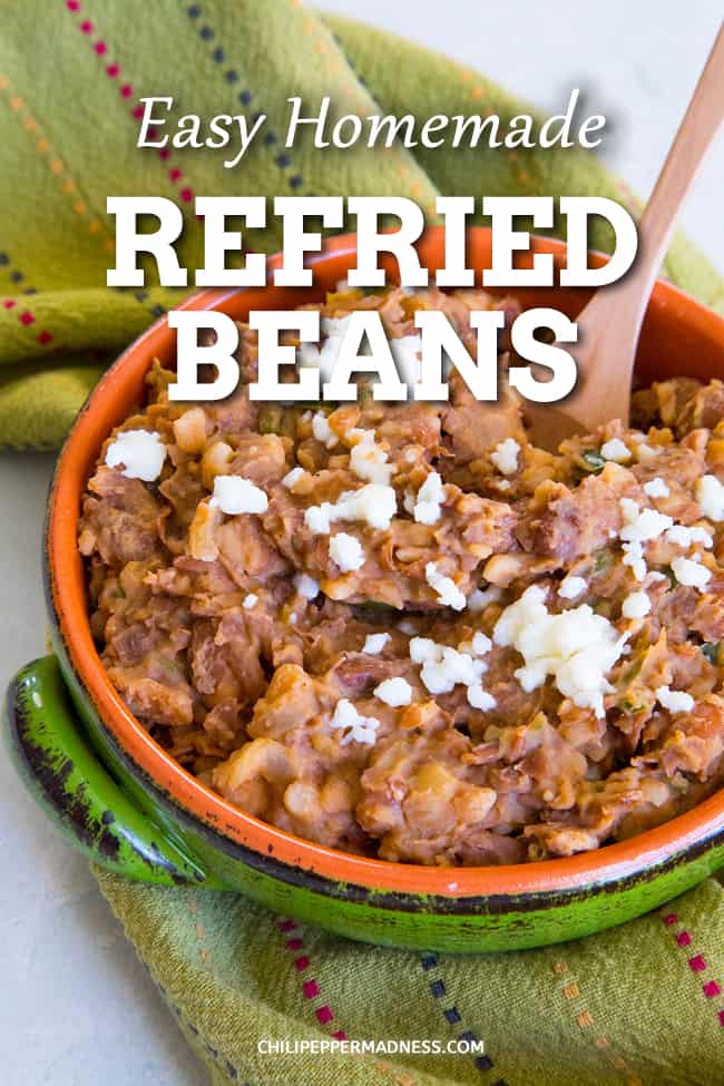 Easy Homemade Refried Beans - With this homemade refried beans recipe, you'll have zesty, creamy refried beans in no time, perfect for a side dish, tacos, huevos rancheros and more. #MexicanFood #SideDish