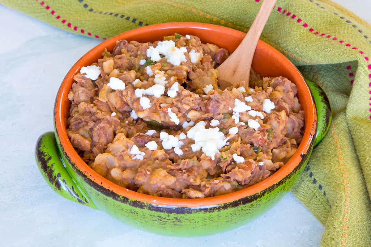 Easy Homemade Refried Beans in a bowl, ready to serve
