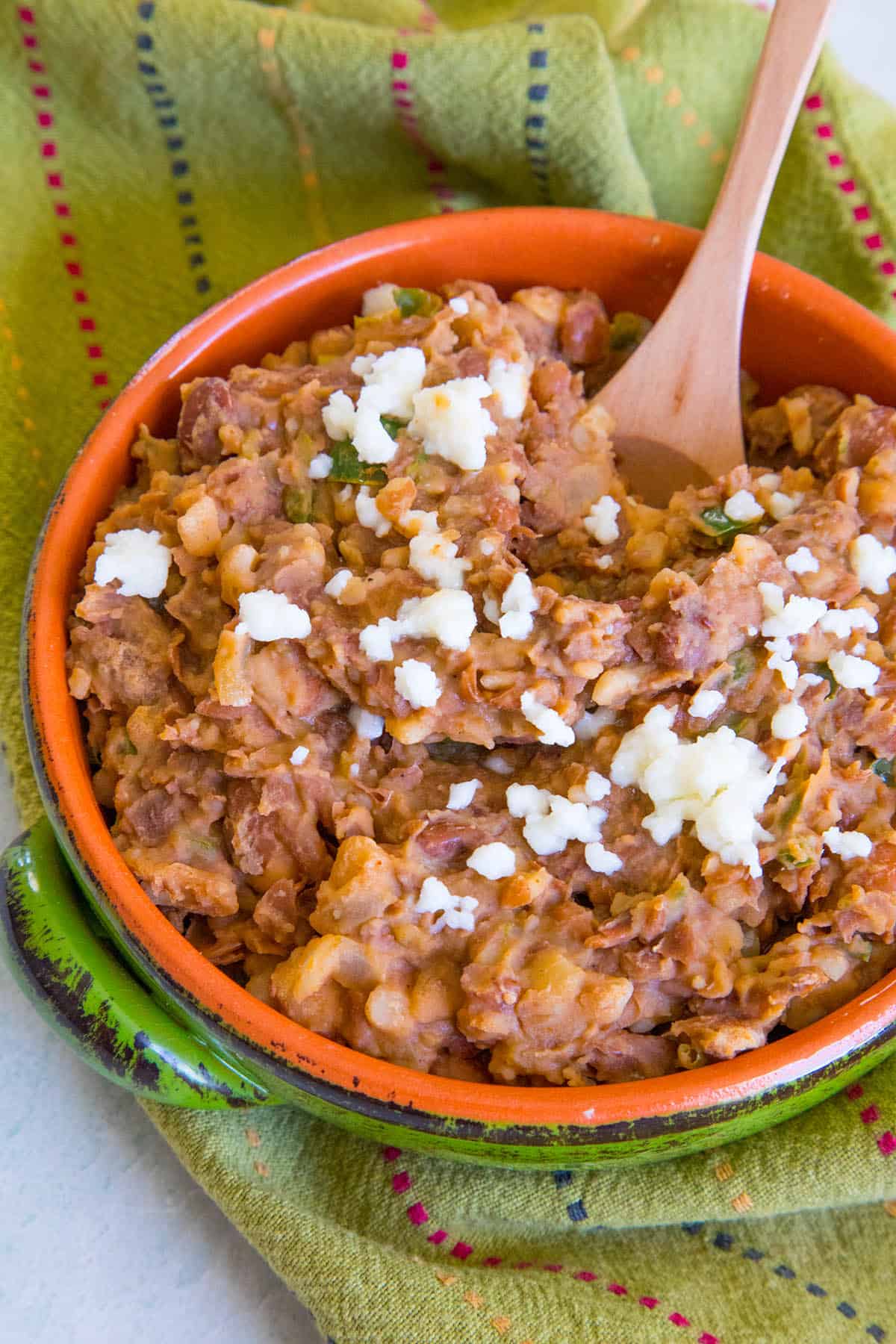 Easy Homemade Refried Beans in a bowl, ready for serving