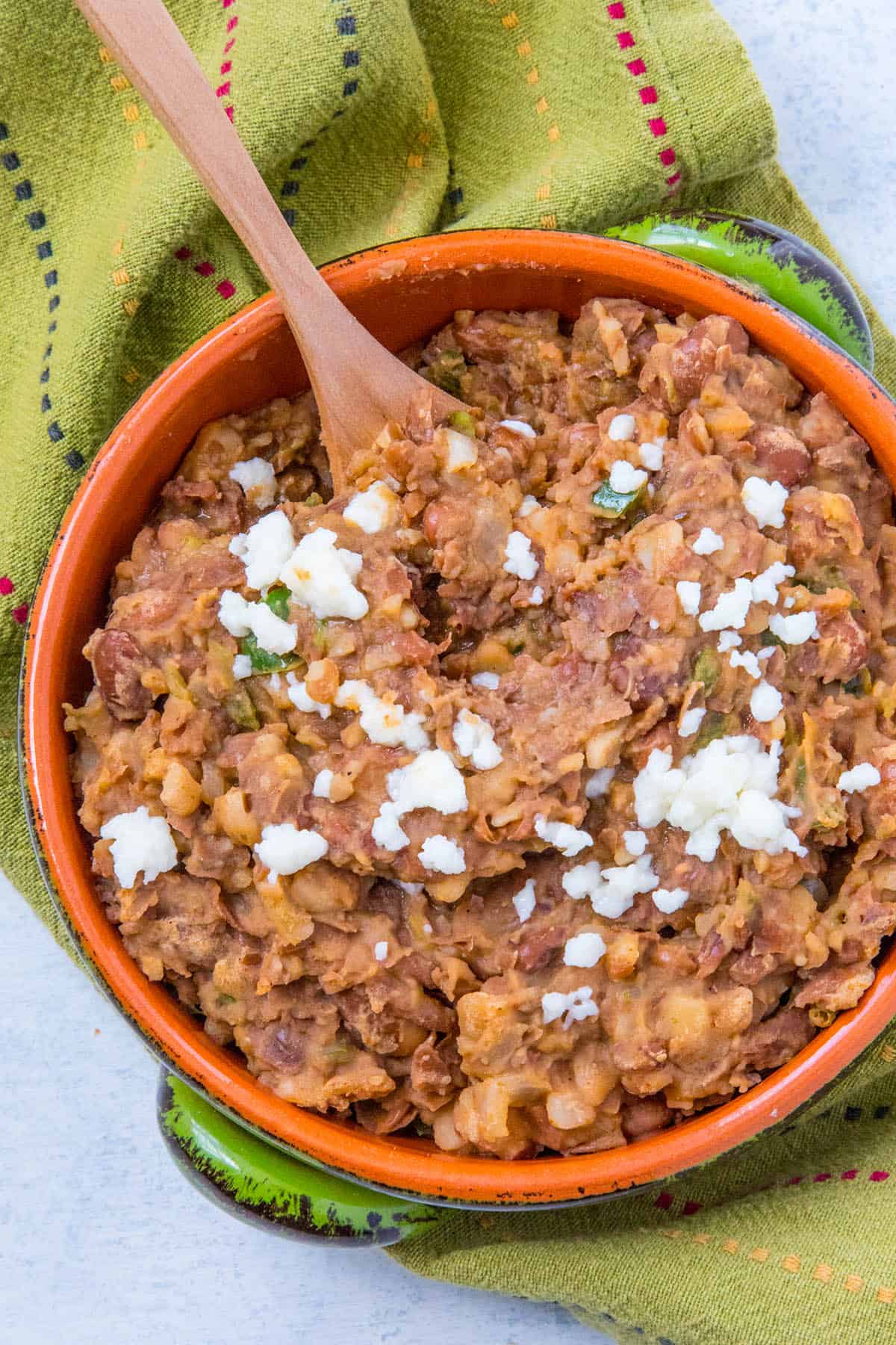 Easy Homemade Refried Beans in a bowl, ready to eat