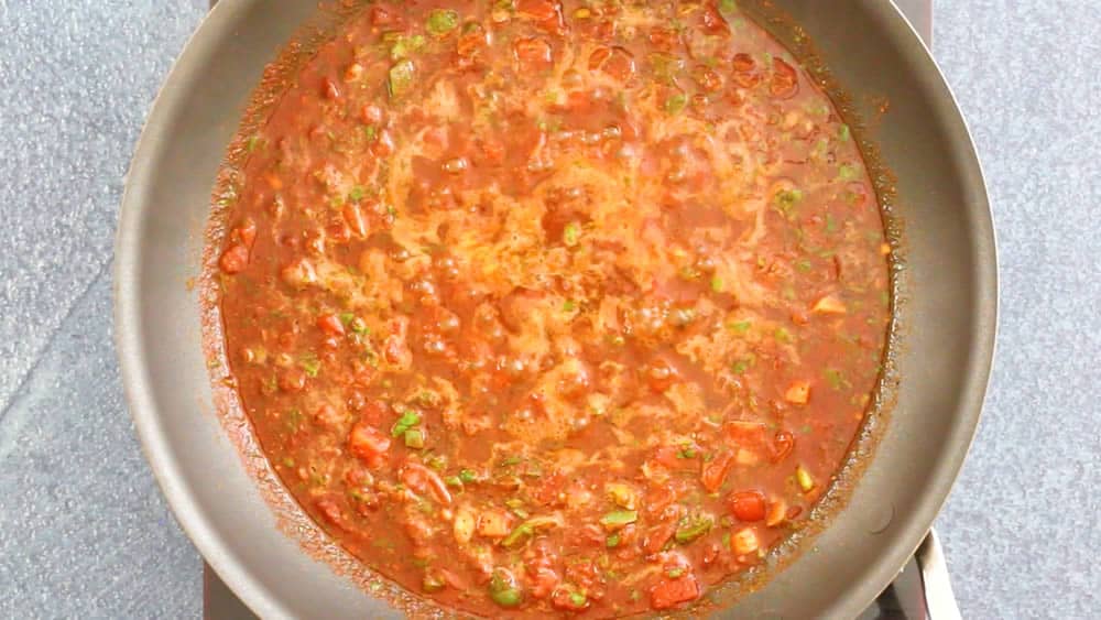 Simmering the Ranchero Sauce