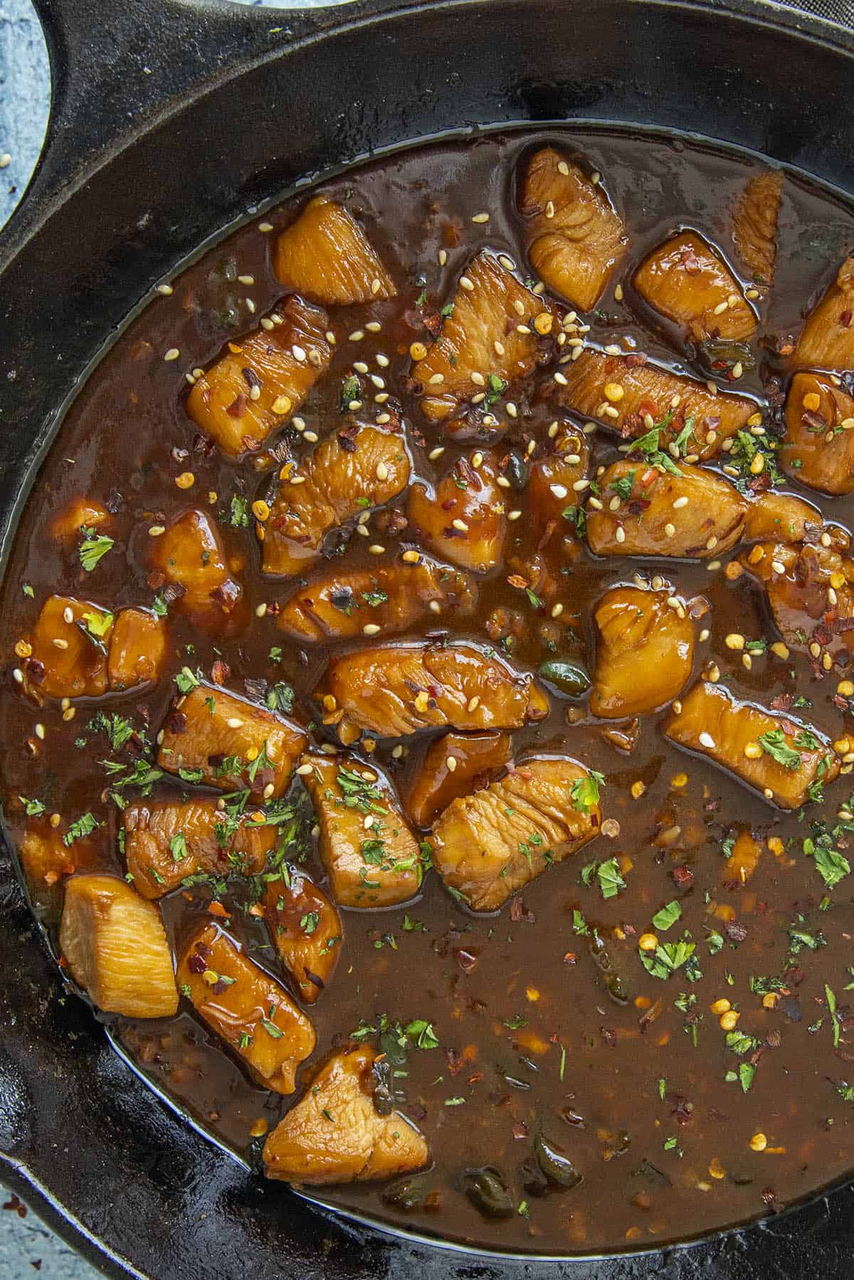 Teriyaki Chicken in a hot pan