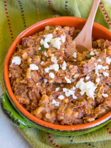 Easy Homemade Refried Beans in a bowl, ready for serving