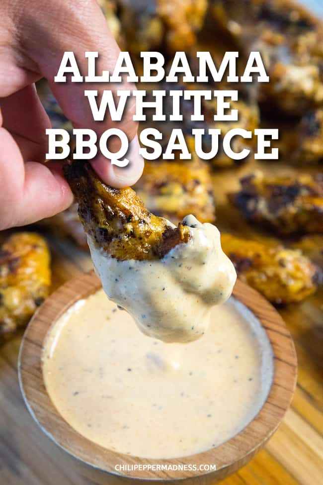 White BBQ Sauce (aka Alabama White Sauce) - Different from any other bbq sauce, this white bbq sauce (aka Alabama white sauce) uses mayo as a base, along with vinegar, sugars and spices. A southern favorite! #BBQSauce #BarbecueSauce