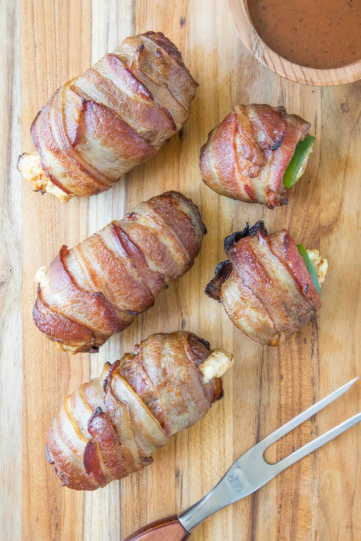 Bacon Wrapped Armadillo Eggs ready to serve