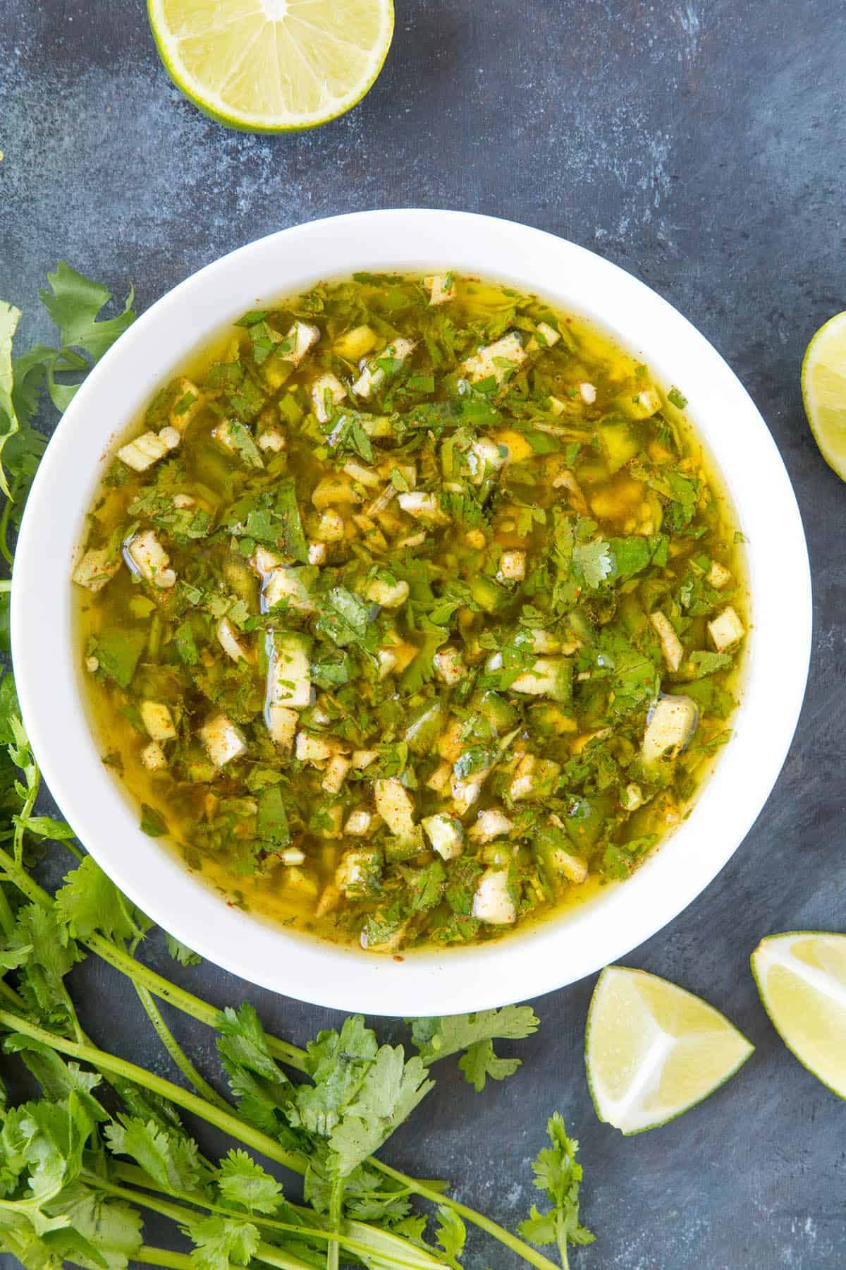 Carne Asada Marinade in a bowl, ready to use