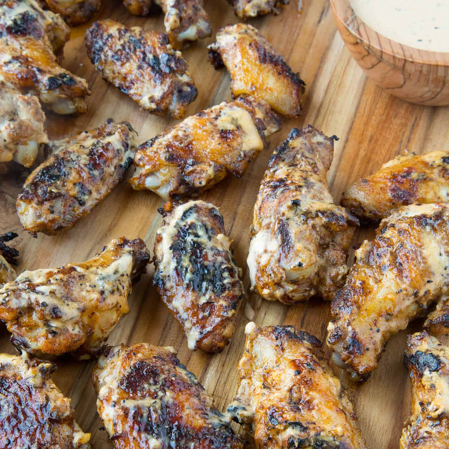 Brined Grilled Chicken Wings with Alabama White BBQ Sauce Chili