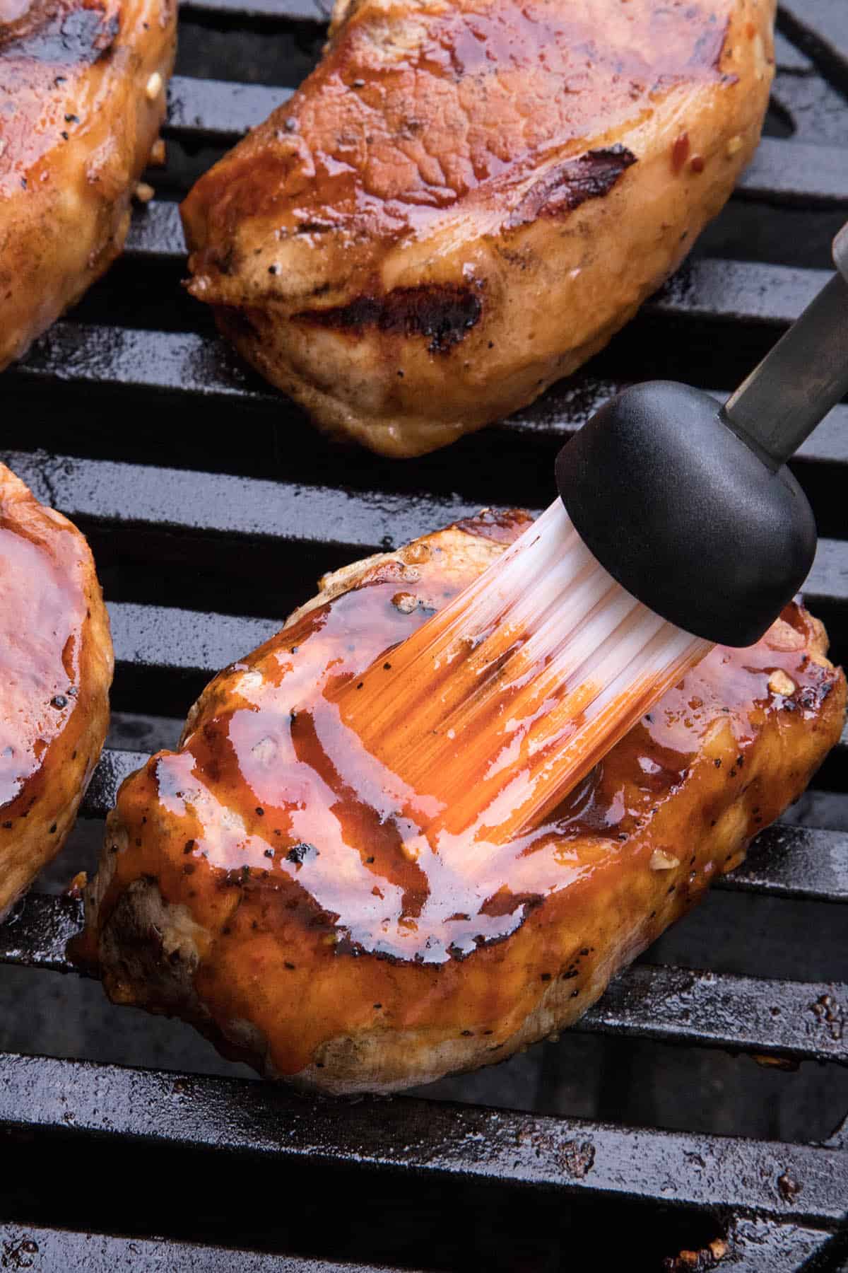 Glazing the pork chops