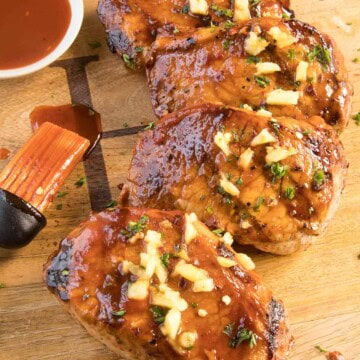 Grilled Pork Chops with Pineapple-Gochujang Glaze Recipe