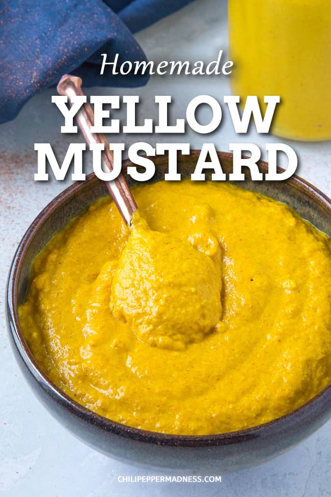 Homemade Yellow Mustard Recipe - With this homemade yellow mustard recipe, you\'ll never need to buy overprocessed yellow mustard again. All you need is mustard powder, water, vinegar, and a few other optional ingredients. #Mustard #Condiments