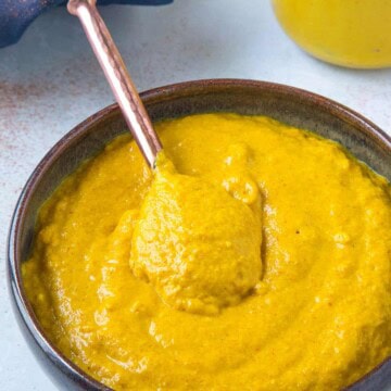 Homemade Yellow Mustard served in a bowl