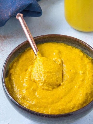 Homemade Yellow Mustard served in a bowl