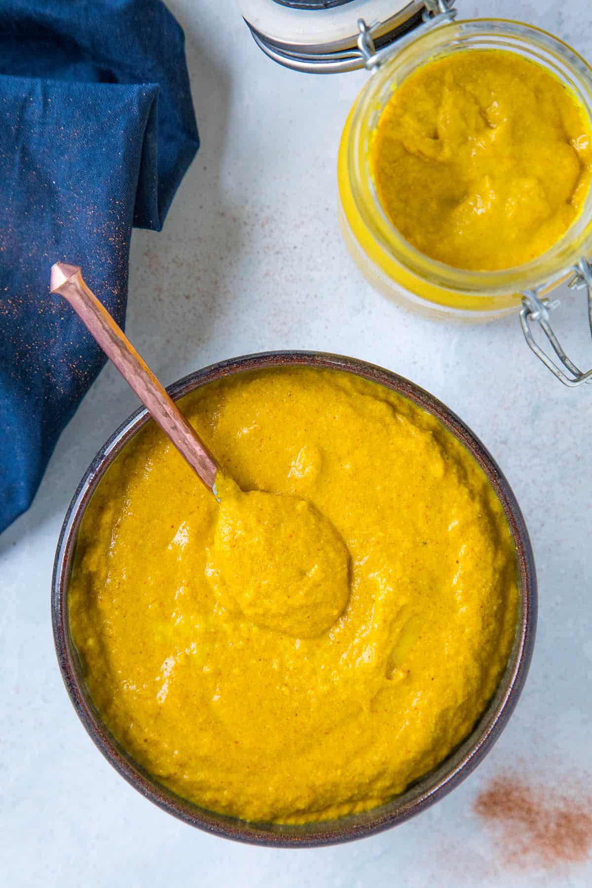 Homemade Yellow Mustard in a bowl
