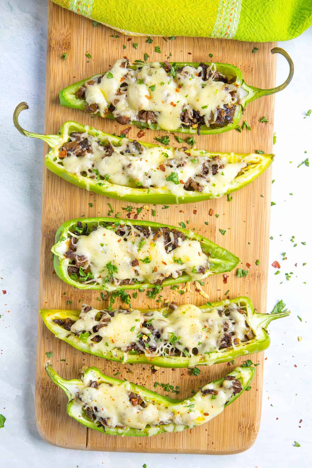 Extra cheesy Sausage and Cheese Stuffed Anaheim Peppers