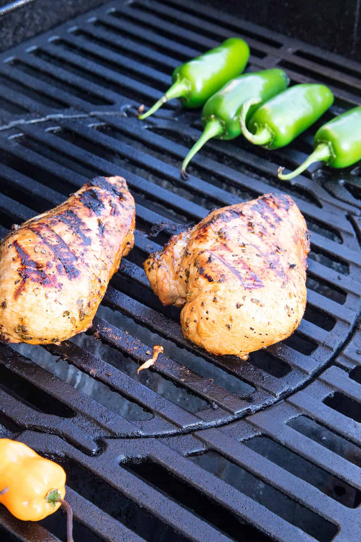 BBQ Chicken on the grill, nicely charred