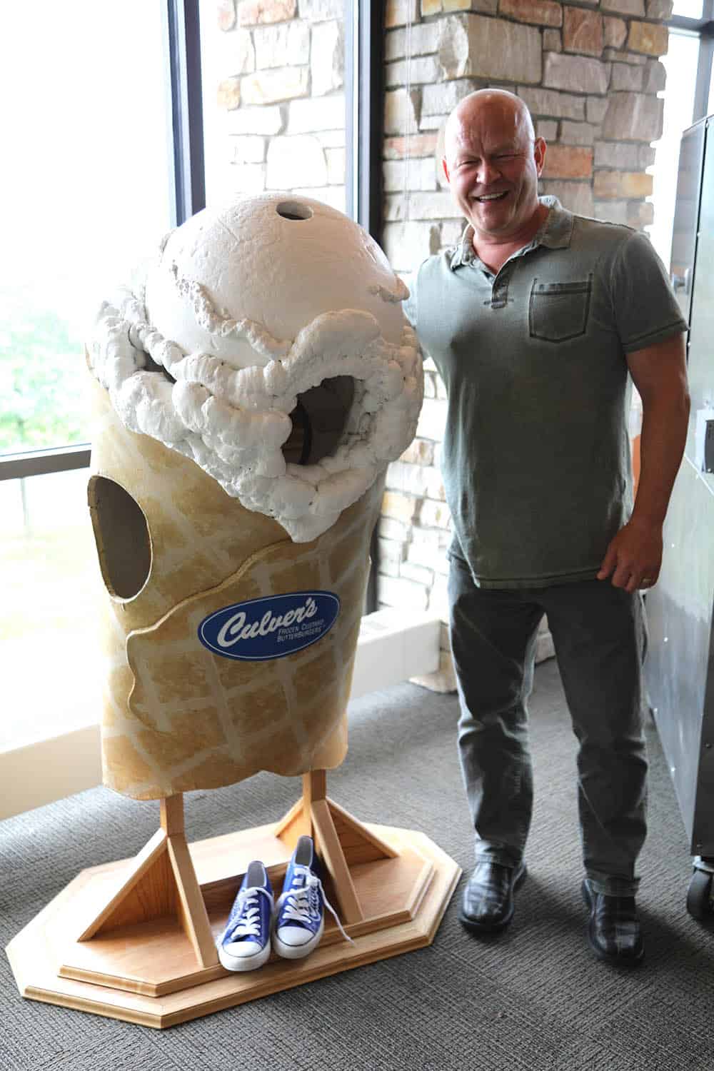 Mike Hultquist with the original Culver's custard suit