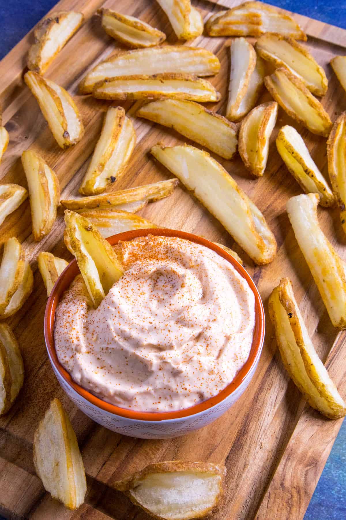 Zesty Sour Cream Dip served with fries.