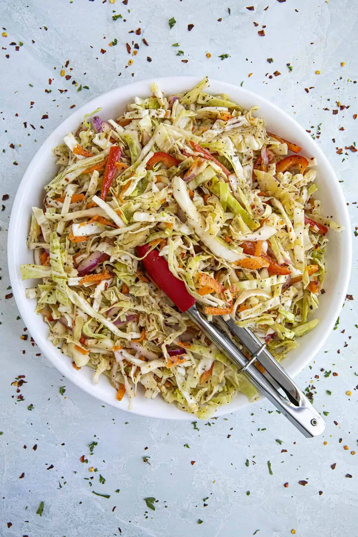 Vinegar Coleslaw in a bowl, ready to serve
