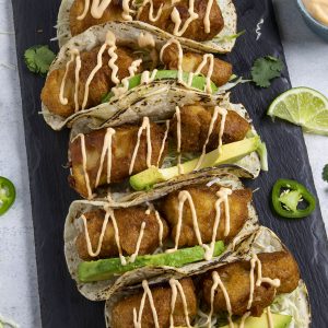 Baja Fish Tacos served on a platter