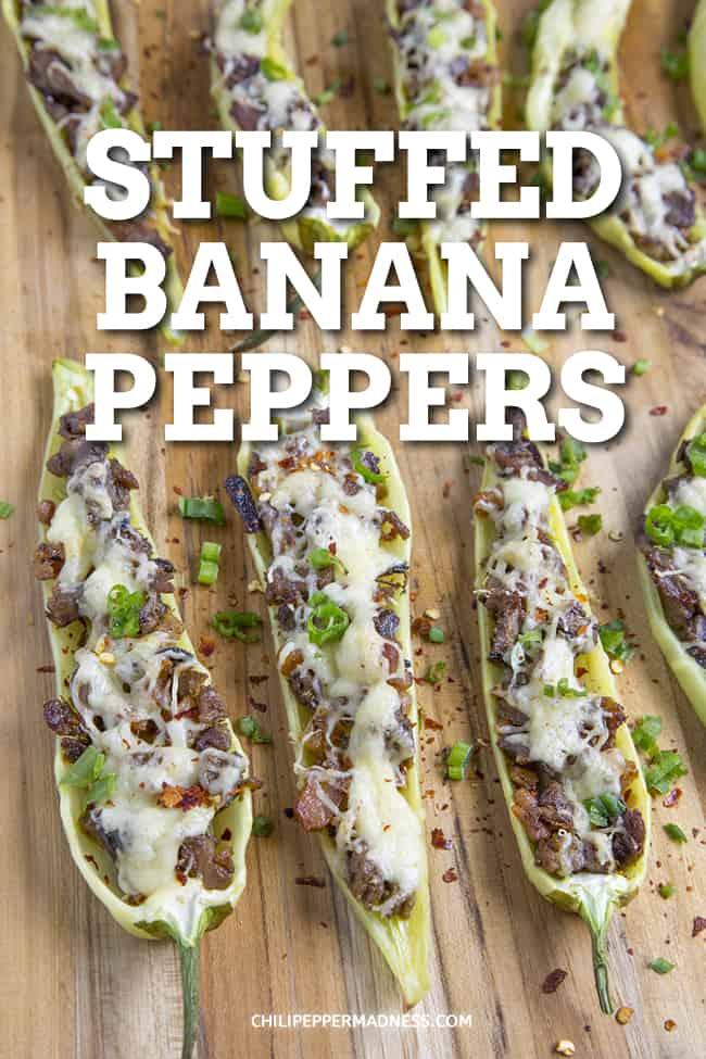 Stuffed Banana Peppers - A delicious stuffed banana peppers recipe filled with chopped beef, melty cheese and lots of seasonings. Great for an easy dinner, side dish, or party platter. #StuffedPeppers #BananaPeppers