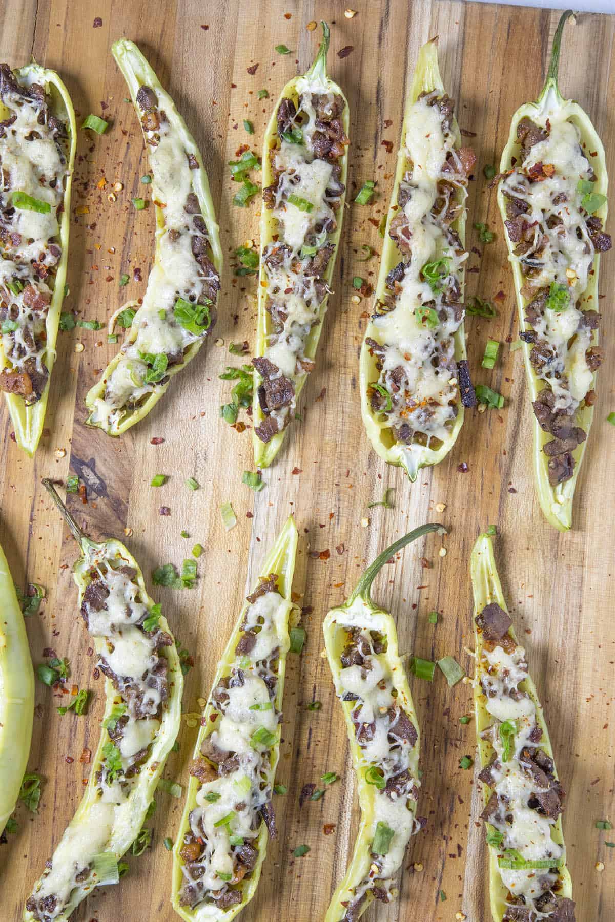 Stuffed Banana Peppers ready to eat