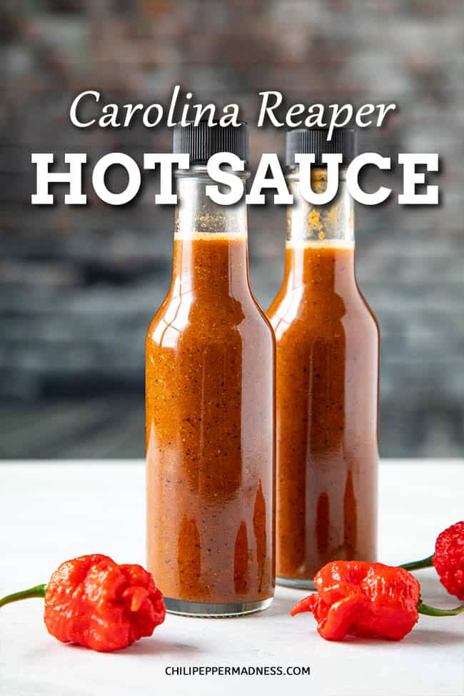 Carolina Reaper Hot Sauce Recipe - This homemade Carolina Reaper hot sauce recipe is incredibly hot, made with roasted Carolina Reaper peppers, garlic, and onion. It doesn’t get any hotter! #HotSauce #CarolinaReaper #Hottest
